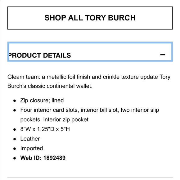 SALE💫Tory Burch gold crinkle metallic zip wallet - Picture 7 of 7